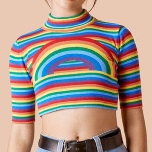 UNIF rainbow crop top turtleneck sweater